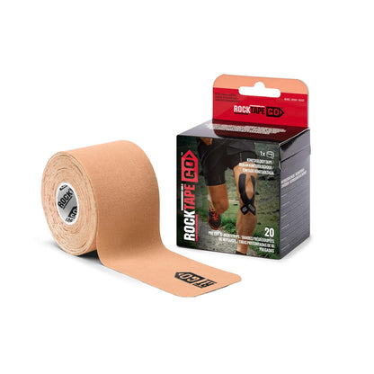 RockTape Go Cinta Adhesiva para Kinesiología, Precortada - EXTRASTICKY - Beige