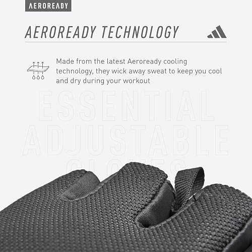 Adidas Essential - Guantes Ajustables sin Dedos para Hombres y Mujeres, Guantes Acolchados para Levantamiento de Pesas, Correas de muñeca Ajustables para un Ajuste Seguro y a Medida