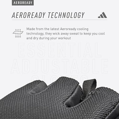 Adidas Essential - Guantes Ajustables sin Dedos para Hombres y Mujeres, Guantes Acolchados para Levantamiento de Pesas, Correas de muñeca Ajustables para un Ajuste Seguro y a Medida