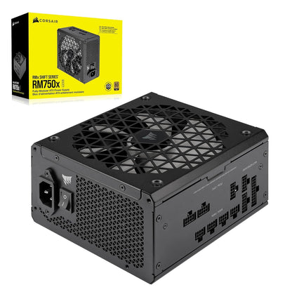 Fuente de Poder Modular Corsair RM750x Shift 80 Plus Gold, Compatible con ATX 3.1 y PCIe 5.1, Ventilador con Modo Zero RPM, Color Negro