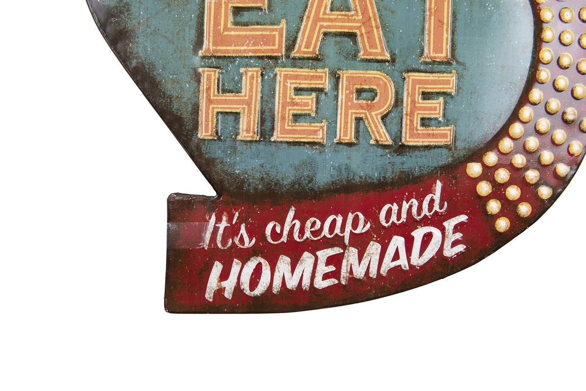 Creative Co-Op DA3913 Tin Eat Here Retro Wall Decor