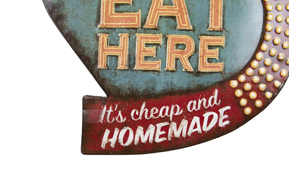 Creative Co-Op DA3913 Tin Eat Here Retro Wall Decor