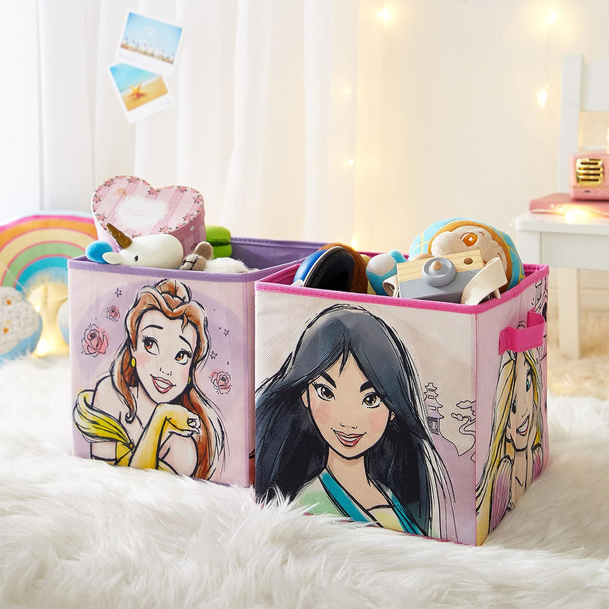 Idea Nuova Disney Princess - Cubitos de almacenamiento plegables (25,4 x 25,4 cm)