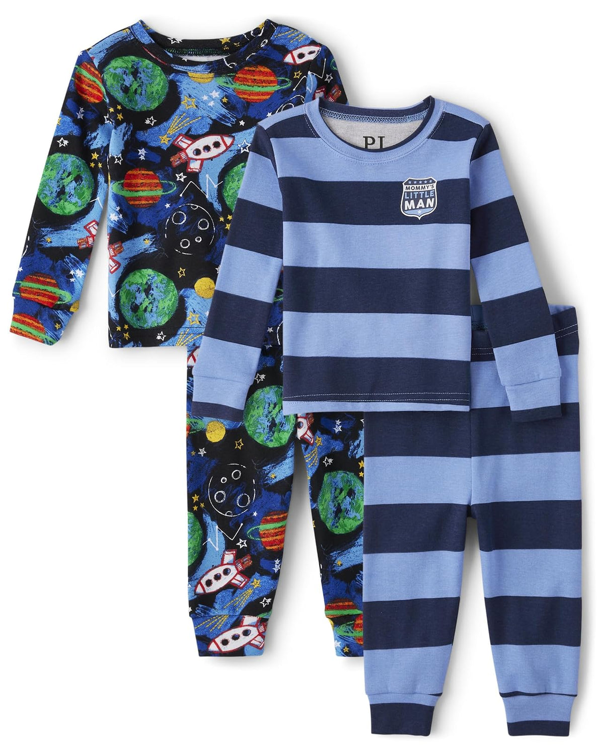 The Children's Place Conjunto de Pijama de 4 Piezas y Playera de Manga Larga para niños pequeños, Ajuste cómodo, 100% algodón Juego de Pijama para bebés niños