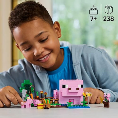 LEGO® Minecraft® La Casa-Cerdo Bebé Juguete de construcción basado en el Videojuego con un Piglin Zombificado en el bioma Bosque, Regalo para niñas y niños Desde 7 años 21268