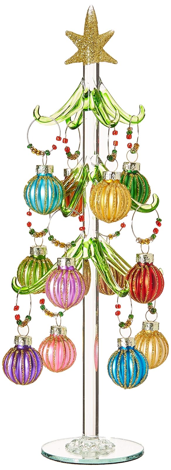 Running Decora Arbolitos de Vidrio Figura navideña de Vidrio Arbol 30 cm linternas Glitter