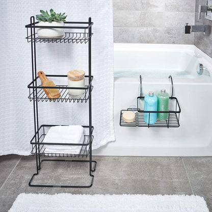 iDesign Everett Metal Over The Side Bathtub Caddy Basket for Master, Guest, Kid's Bathroom, 12.08" x 10.2" x 6.64", Bath