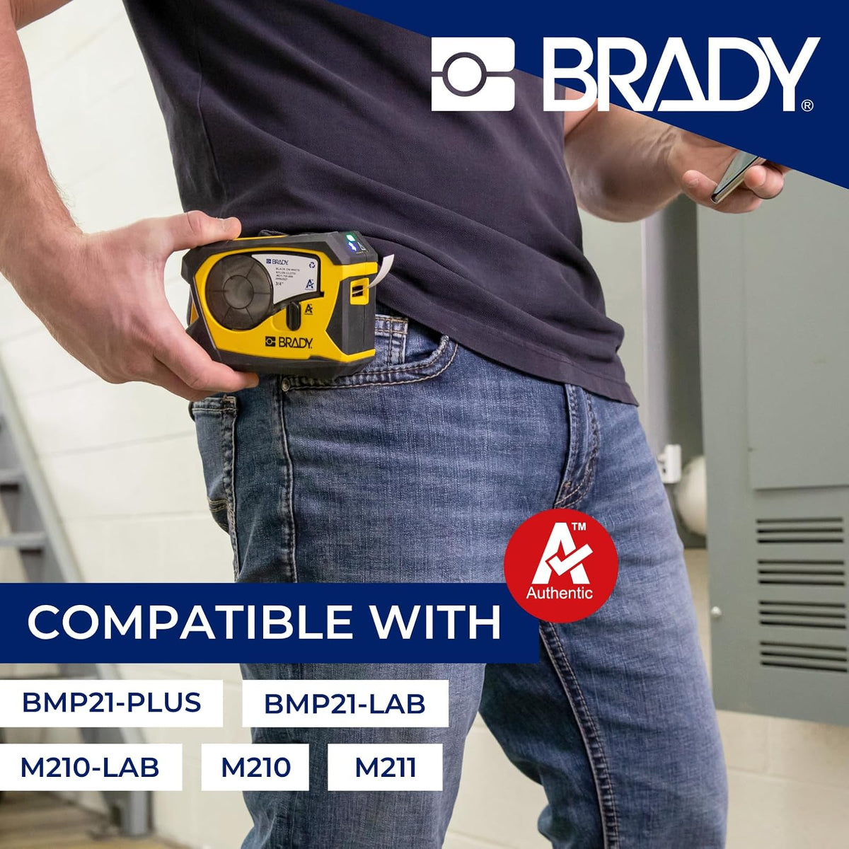 Brady PermaSleeve mangas termorretráctiles para marcar cables de poliolefina (M21-187-C-342) - Mangas negras sobre blancas - Compatible con impresoras BMP21-PLUS, IDPAL y LABPAL - 7 pies de largo, 0.645 pulgadas de ancho