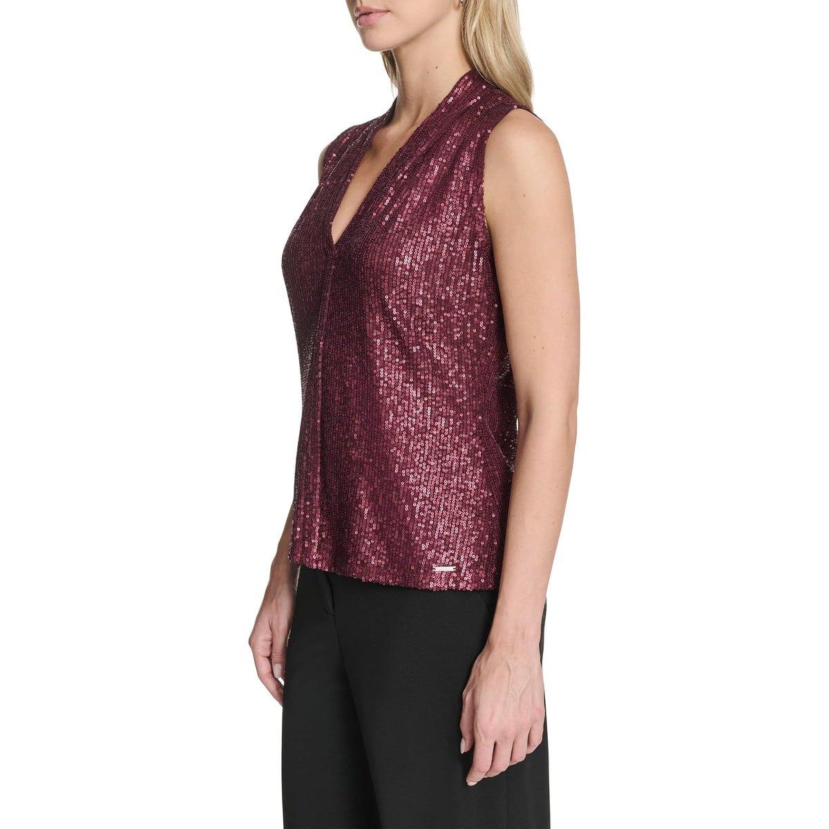 Calvin Klein - Blusa básica Suave con Cuello en V para Mujer