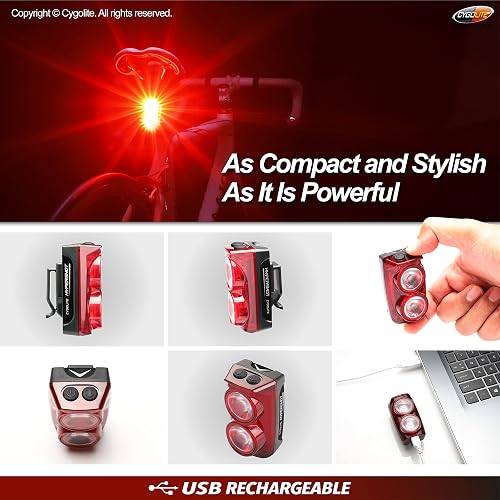 Cygolite Hypershot 350 y 250 lúmenes modelos de luz trasera para bicicleta, 7 modos nocturnos y diurnos, velocidades de flash sintonizables por el usuario, pequeño y duradero, resistente al agua IP64,