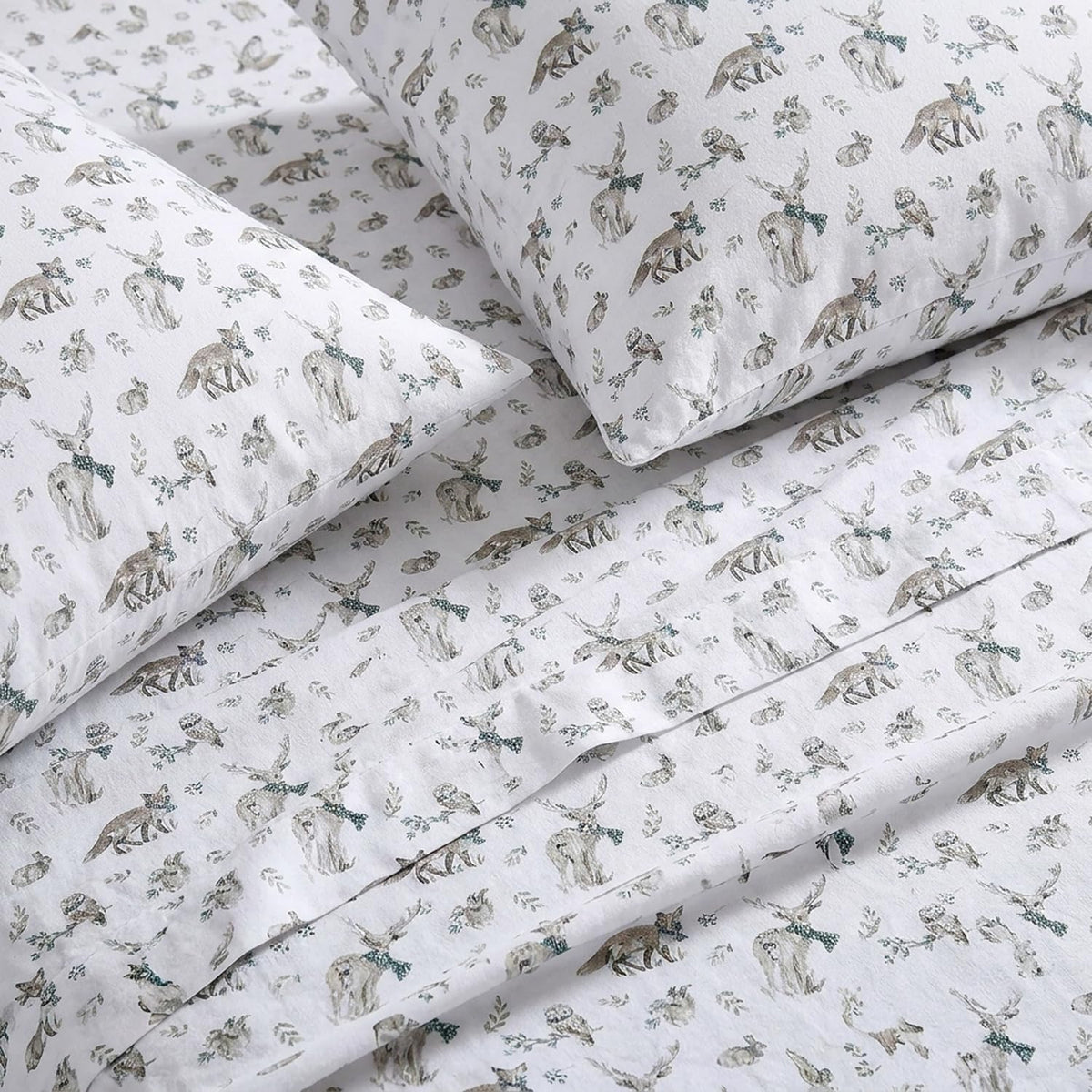 Eddie Bauer - Juego de sábanas Queen, Ropa de Cama de Franela de algodón cálido y Transpirable con Bolsillos Profundos, Cepillado para Mayor suavidad, acogedora decoración del hogar, Certificado