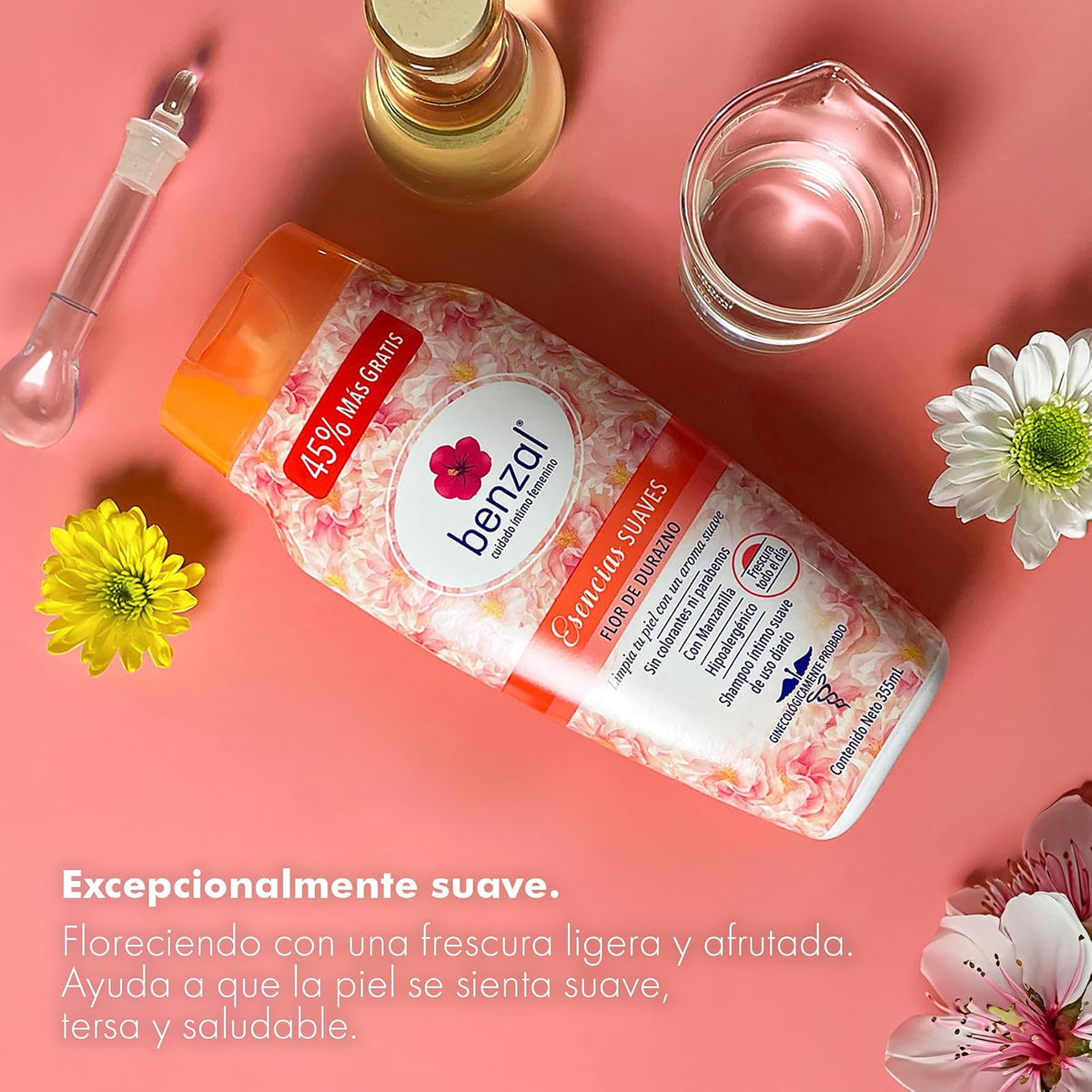 Benzal Wash Jabon Intimo Femenino, Durazno Esencias Suaves, Paquete de 3, 355ml