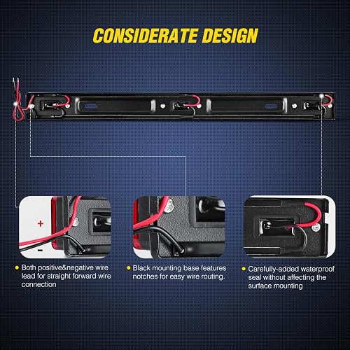 Nilight Barra de Identificación Roja de 9 LED, Soporte de Acero Inoxidable Negro, para Camión/Remolque, TL-11