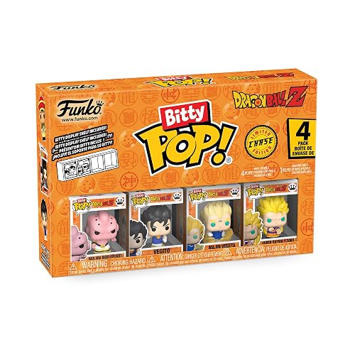 Funko Pop! Bitty: Dragon Ball Z - Kid Buu, 4-Pack and A Surprise Mystery Mini Figure - 0.9 Inch (2.2 Cm) - Dragon Ball Collectable - Stackable Display Shelf Included - Gift Idea - Party Bags Stocking