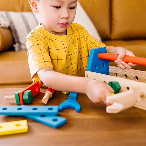 Melissa & Doug Kit de Herramientas de Madera para Llevar, Juguete de Construcción, Juguete de Madera, Juego de Imitación