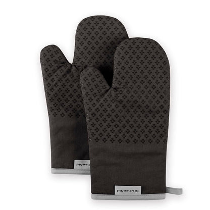 KitchenAid Manoplas de Horno Asteroide, 2 Piezas - 7"x12.5" - Negro