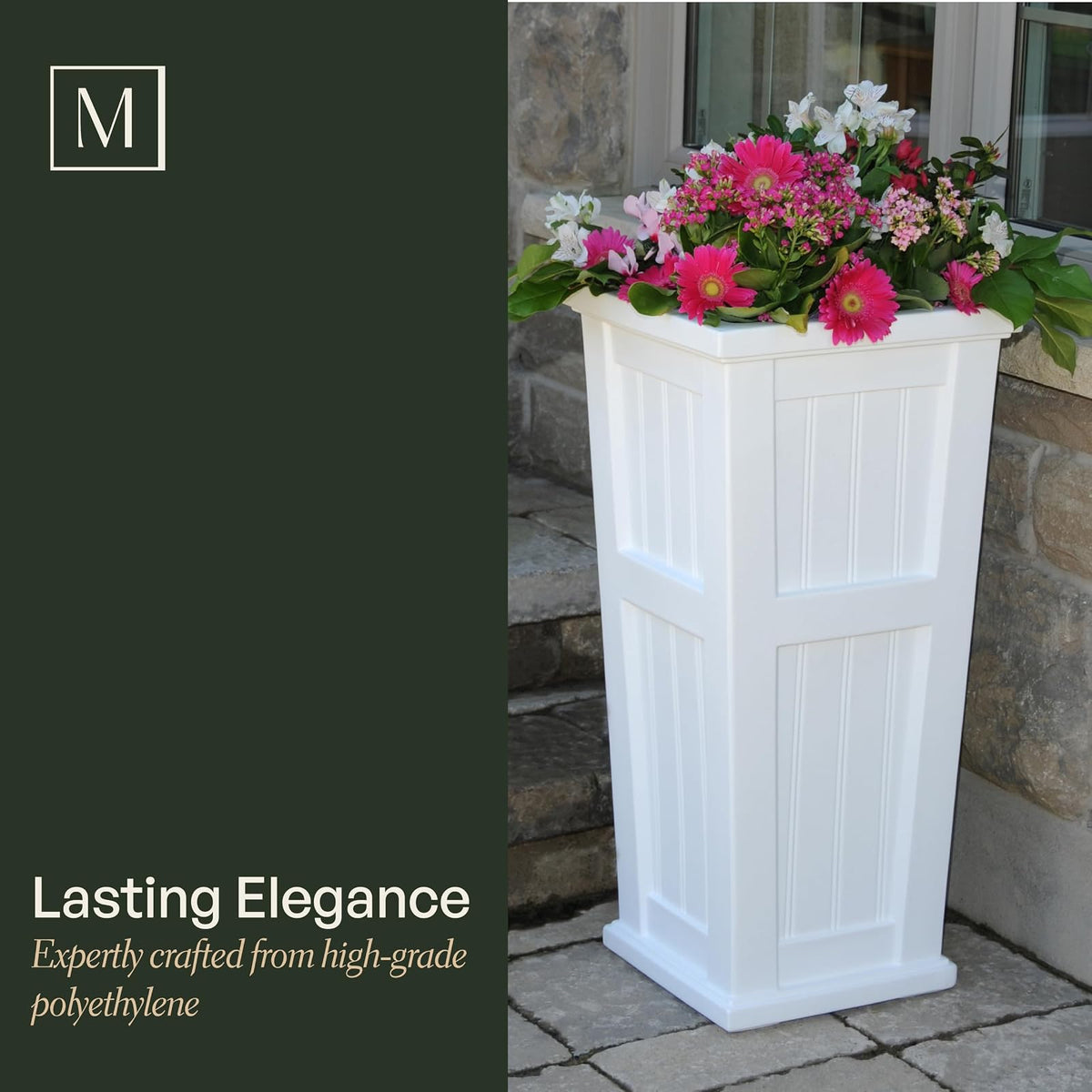 Mayne Inc. Cape Cod - Maceta de 32 Pulgadas de Alto, Color Blanco