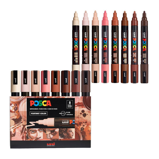 POSCA® PC-5M - Marcadores de pintura (8 unidades, tamaño mediano | Tamaño de la punta: 1,8-2,5 mm, bolígrafos opacos a base de agua para pintura roca, madera, vidrio, manualidades y proyectos