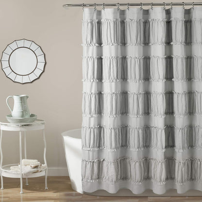 Lush Decor Nova Ruffle Shower Curtain, 72" x 72", Gray - Gris