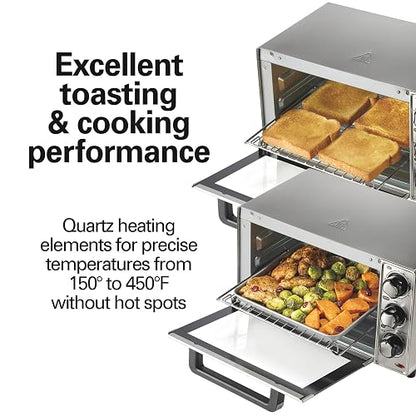 Hamilton Beach 31401, Horno Tostador De 4 Rebanadas Acero Inoxidable Hombres, Plateado, 12 Litros