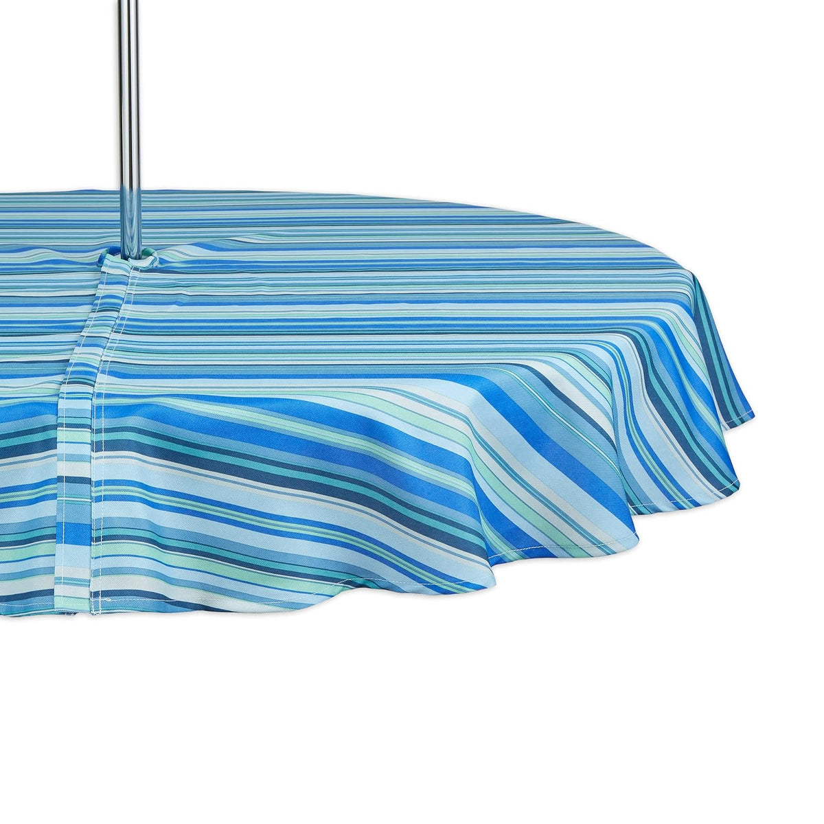DII Mantel para Exteriores con Cierre, Colección Summer Stripe - 152.4 cm (Redondo) - Azul Océano