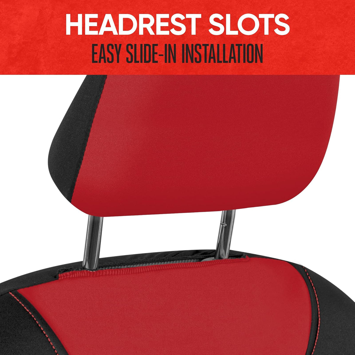 Motor Trend AquaShield - Fundas de asiento de automóvil para asientos delanteros, color rojo, fundas de asiento impermeables de dos tonos para automóviles, juego de fundas de asiento delantero de neopreno, fundas interiores para automóvil, camión, furgoneta, SUV