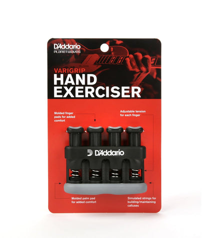 D'Addario Accessories | Ejercitador de mano para instrumentos | Varigrip | Mejora destreza y fuerza en dedos, mano y antebrazo - Ergonómico