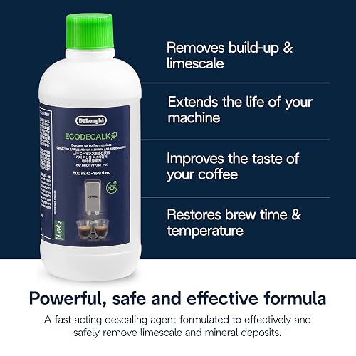 De'longhi Ecodecalk - Líquido descalcificador universal, cafeteras superautomáticas, 500 ml, ecológico y eficiente, compatible cafeteras modelos ECAM / ETAM