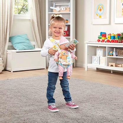 Melissa & Doug Mine to Love Set de Mochila para Llevar Muñecos Bebé | 5 piezas, portador de muñecas ajustable, oso de juguete, biberón, juego de rol de construcción de empatía