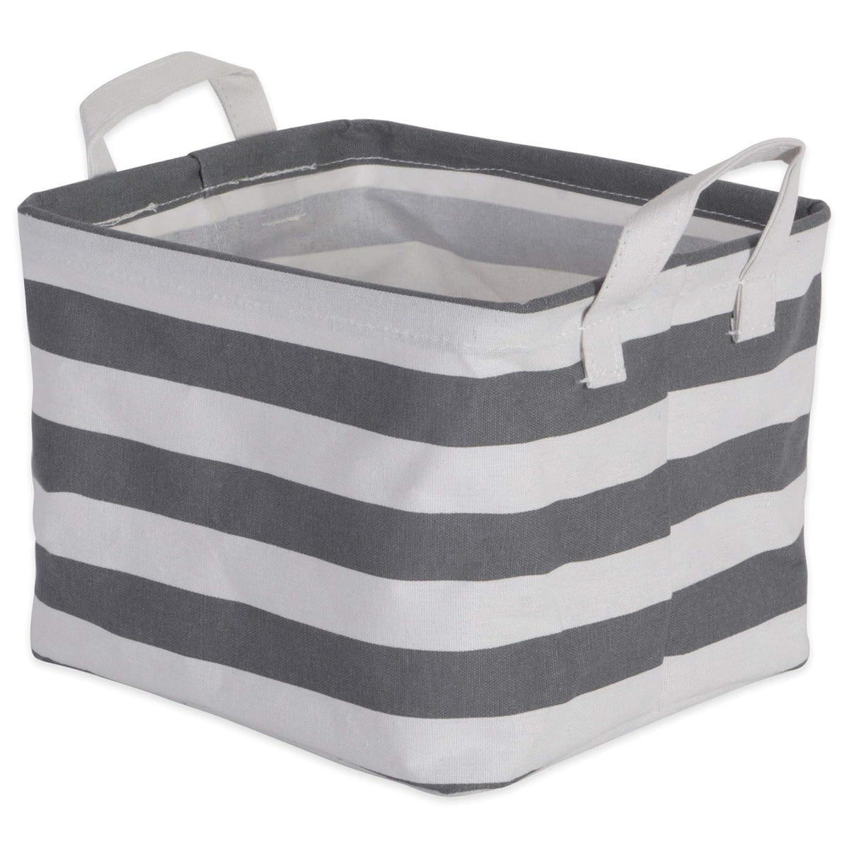 DII Canastilla de algodón/poliéster para la Ropa Sucia, Set de 2, Gris (Gray Rugby Stripe), Extra Small Bins, 1, 1