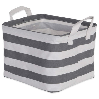 DII Canastilla de algodón/poliéster para la Ropa Sucia, Set de 2, Gris (Gray Rugby Stripe), Extra Small Bins, 1, 1