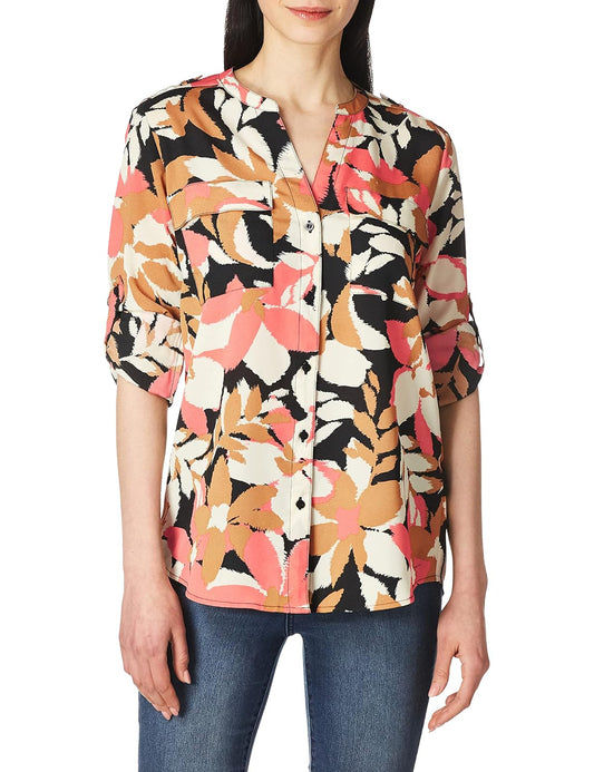 Calvin Klein PRT Crew Roll Sleeve Blusas para Mujer