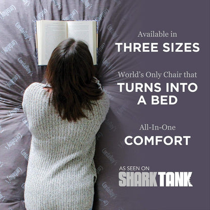 CordaRoy's Bean Bag Chair, Corduroy Convertible Chair Folds from Bean Bag to Bed, As Seen on Shark Tank - Red, Full Size