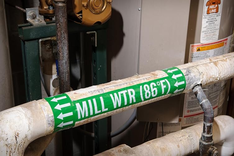 Brady 91421 2" Width, 90' Length, B-946 High Performance Vinyl, White On Green Color Arrow Tape