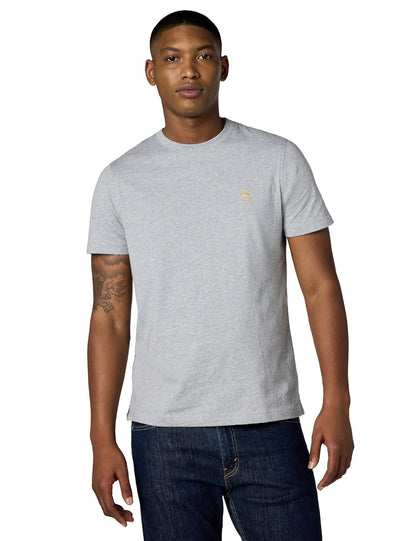 Brooks Brothers Playera de Manga Corta de Algodón Supima para Hombre - Gris claro jaspeado - XXL
