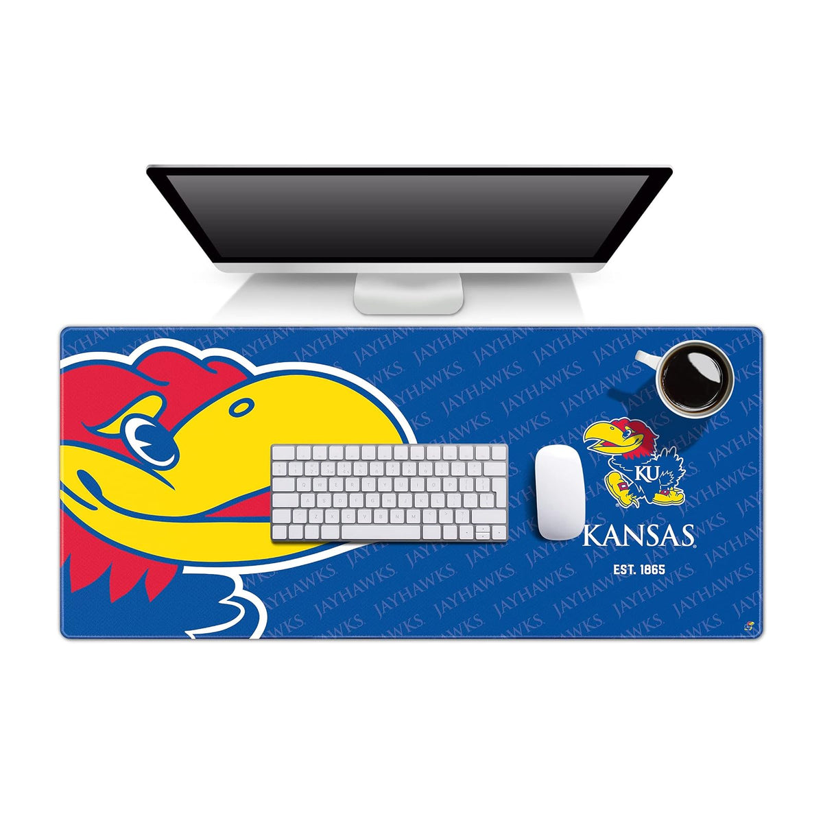 YouTheFan NCAA Florida State Seminoles Logo Series Desk Pad, Team Colors - Kansas Jayhawks
