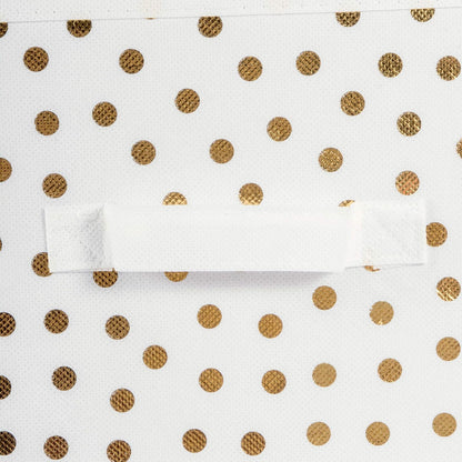 DII plegable cubeta de contenedores de almacenamiento para pequeña de lunares tela Organizadores, Small Cube - Juego de 2, Dots Gold, 1, 1