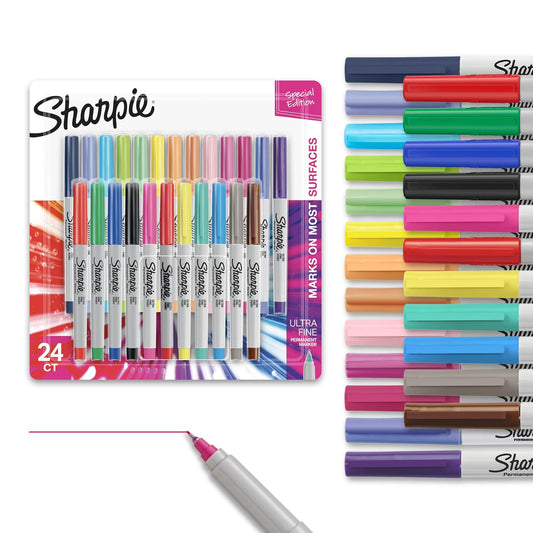 Sharpie Color Burst Permanent Markers, Ultra-Fine Point, Assorted, 24-Pack (1949558)