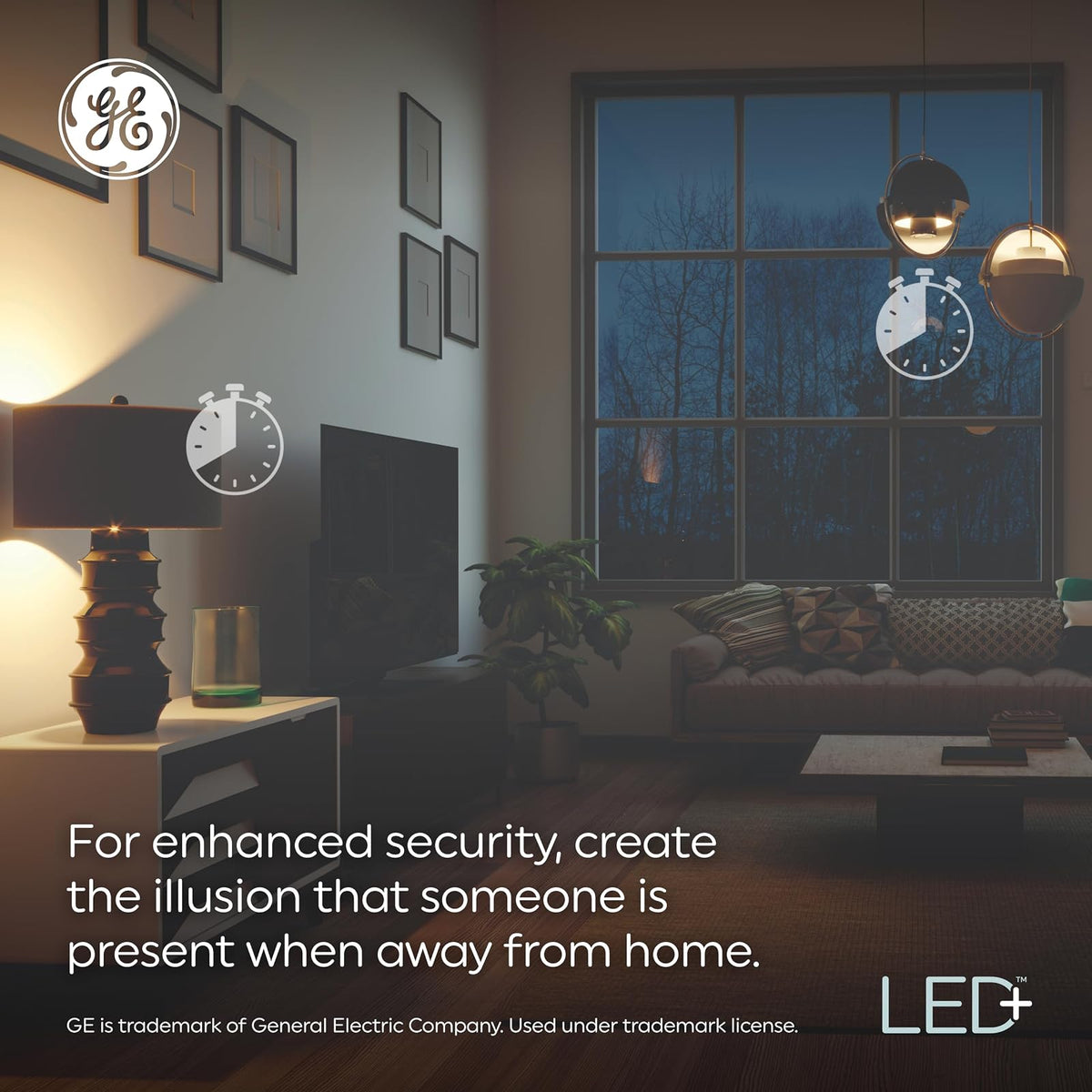 GE LED+ Timer A19 - Bombillas LED con temporizador automático incorporado, 8 W, blanco suave (paquete de 4)