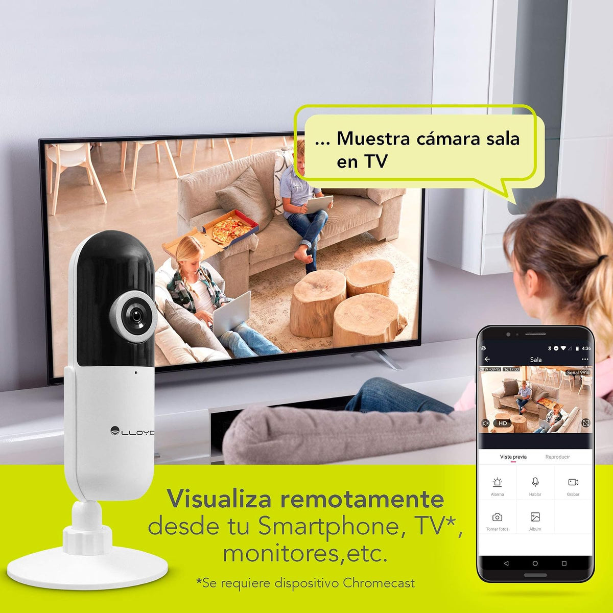 Lloyd's Set 2 Cámaras IP WiFi p/Interior 1080P Audio 2 vías Compatible Alexa