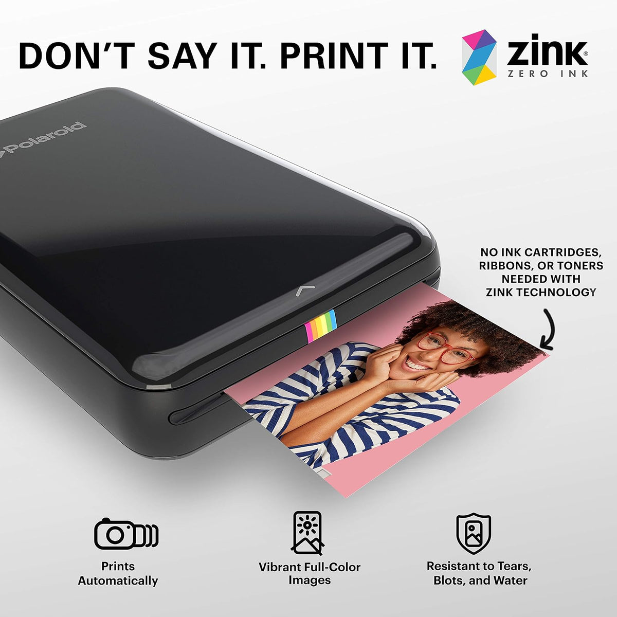 Zink - Papel fotográfico instantáneo de alta calidad de 2 x 3 pulgadas (paquete de 50) compatible con cámaras e impresoras Polaroid Snap, Snap Touch, Zip y Mint