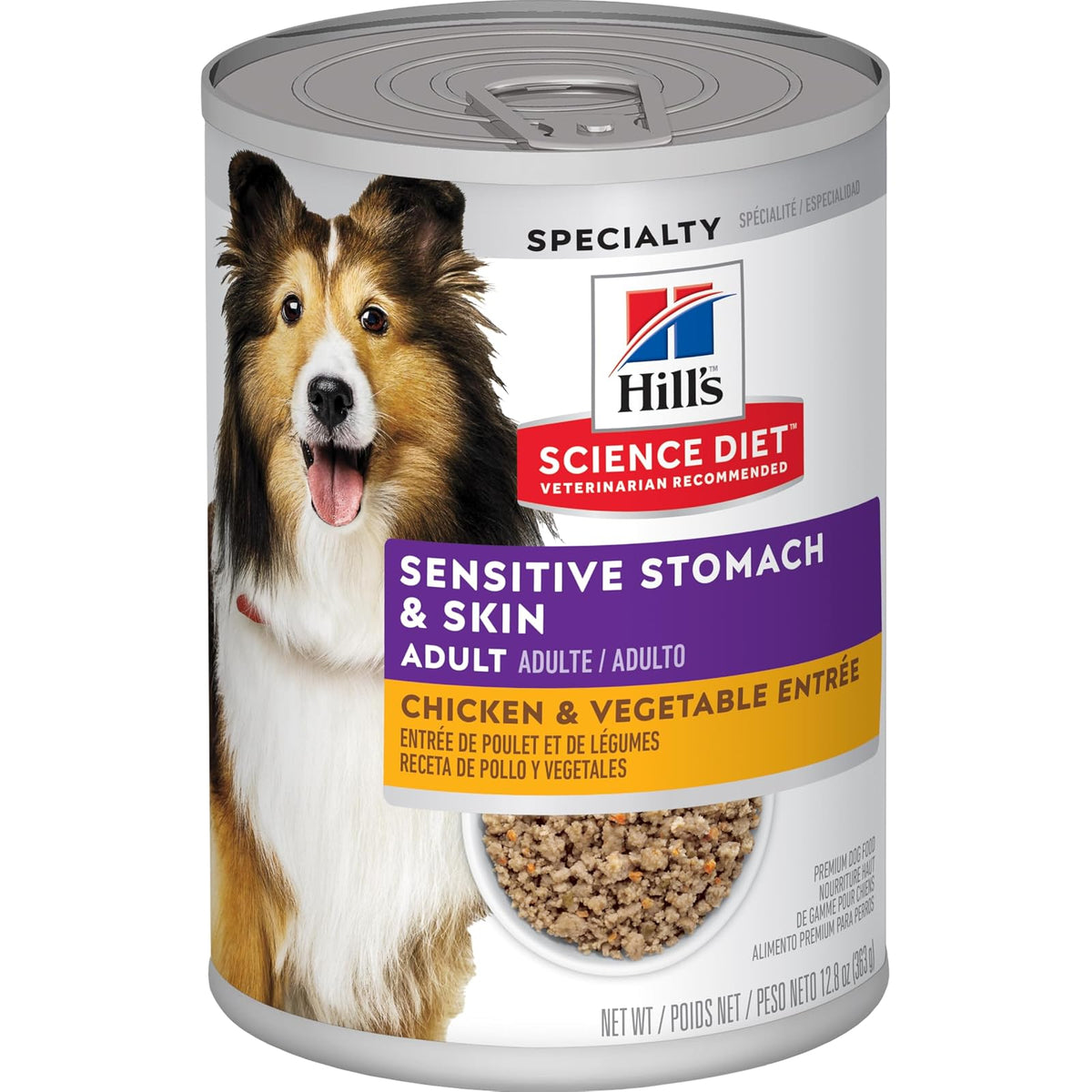 Hill's Alimento Húmedo Perro con Piel Y Estomago Sensible 12 Pack 363G | Alimento húmedo Hill's para perro, piel y estómago sensible, alta digestibilidad, barrera cutánea sana