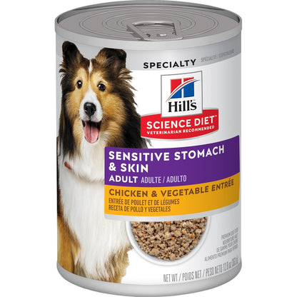 Hill's Alimento Húmedo Perro con Piel Y Estomago Sensible 12 Pack 363G | Alimento húmedo Hill's para perro, piel y estómago sensible, alta digestibilidad, barrera cutánea sana