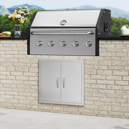VEVOR - Puerta de acceso para barbacoa, 26 cm de ancho x 24 cm de alto, puerta de acero inoxidable, puerta vertical de pared con asas, para isla de barbacoa, estación de parrilla, gabinete exterior