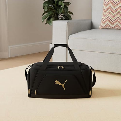 Puma Evercat Accelerator Bolsa de Lona | Negro/Oro, uno-talla, correa ajustable extraíble, bolsillo para zapatos