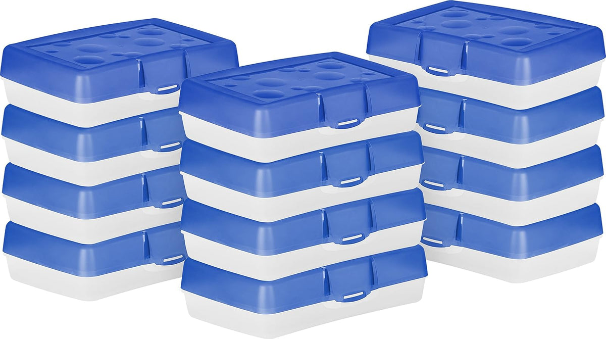 Storex 61623A12C - Estuche para lápices, 8.38 x 5.63 x 2.5 pulgadas, azul opaco, caja de 12 unidades