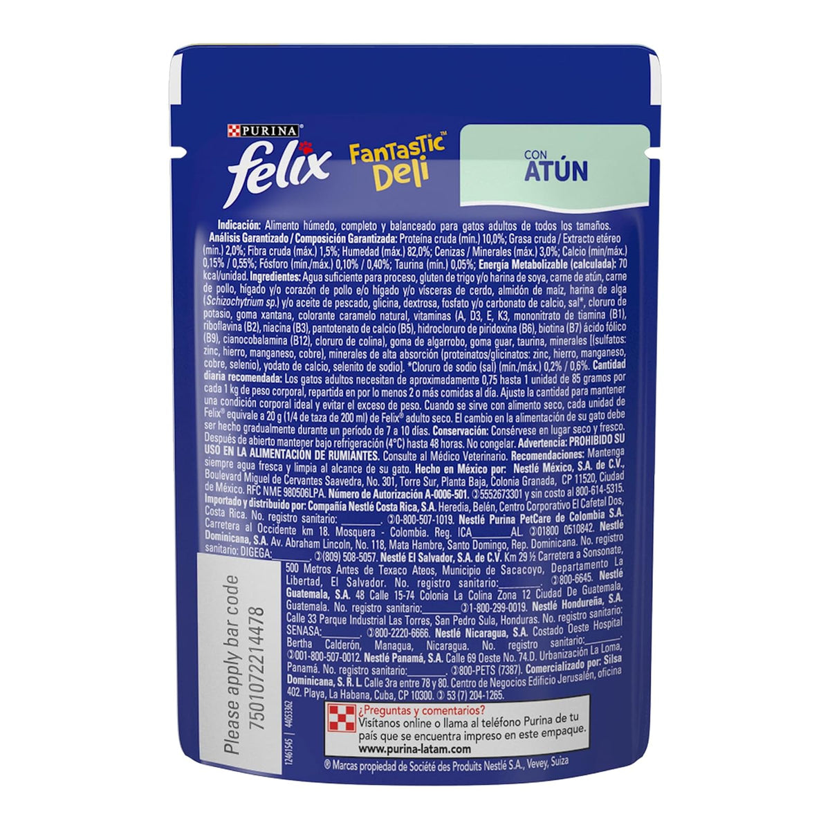 Purina Felix Fantastic Deli Adulto Todos los Tamaños Sabor Atún 24pack de 85g
