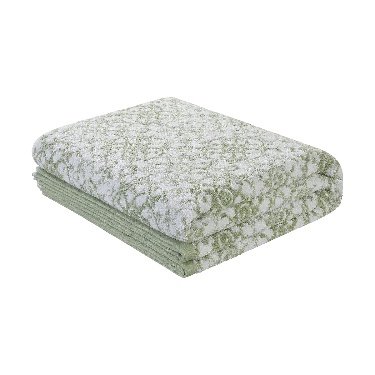Jessica Simpson – Bath Towel 4 Piece Set | Aziza | Premium Bathroom Décor | Includes 2 Hand Towels and 2 Shower Towels | 100% Cotton & Machine Washable | Frosty Green