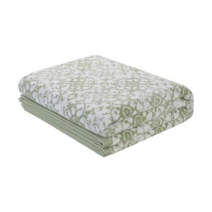 Jessica Simpson – Bath Towel 4 Piece Set | Aziza | Premium Bathroom Décor | Includes 2 Hand Towels and 2 Shower Towels | 100% Cotton & Machine Washable | Frosty Green