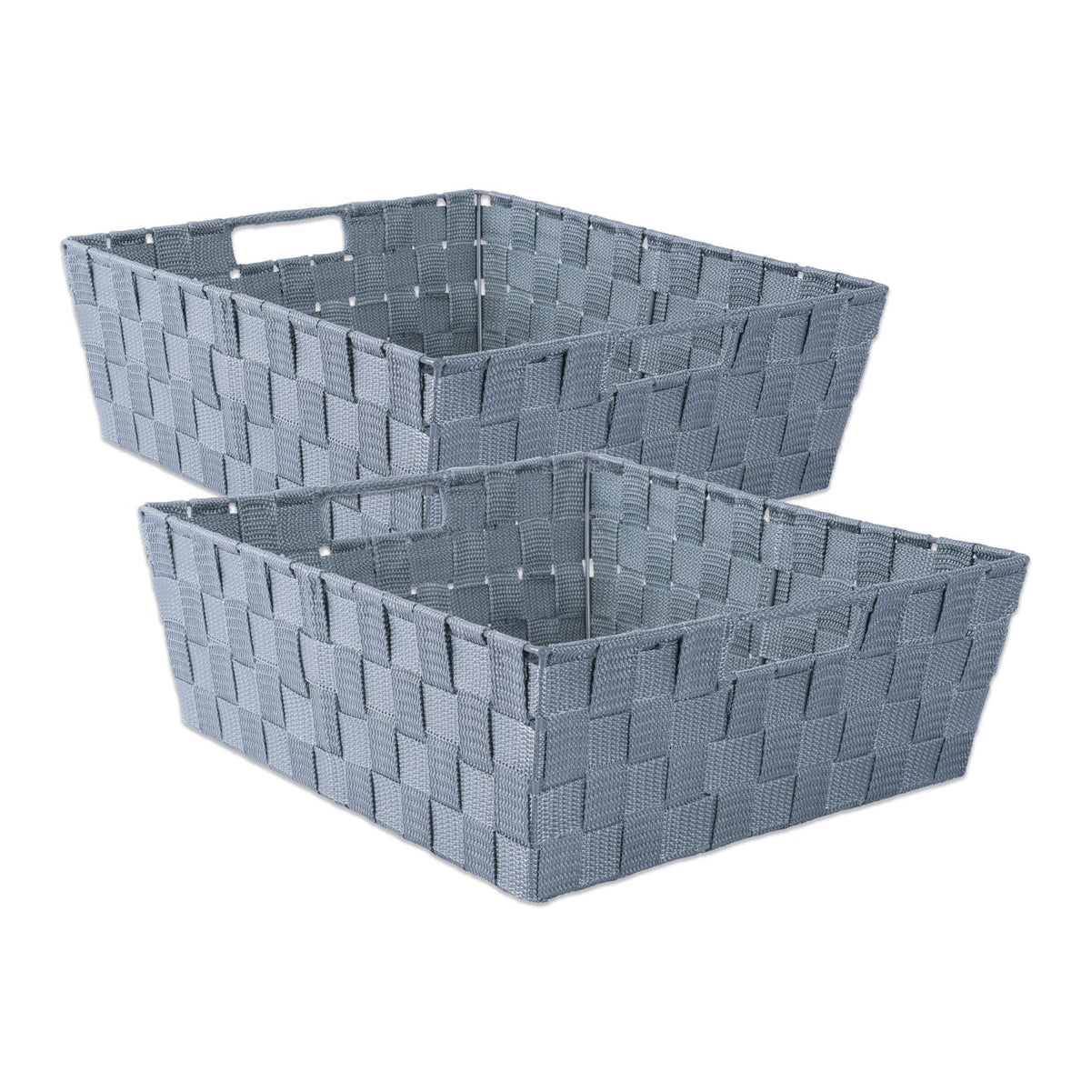 DII Duradero contenedor de almacenamiento de nailon tejido trapezoidal o canasta para organizar tu hogar, oficina o armarios, Gris, Bandeja, 1, 1
